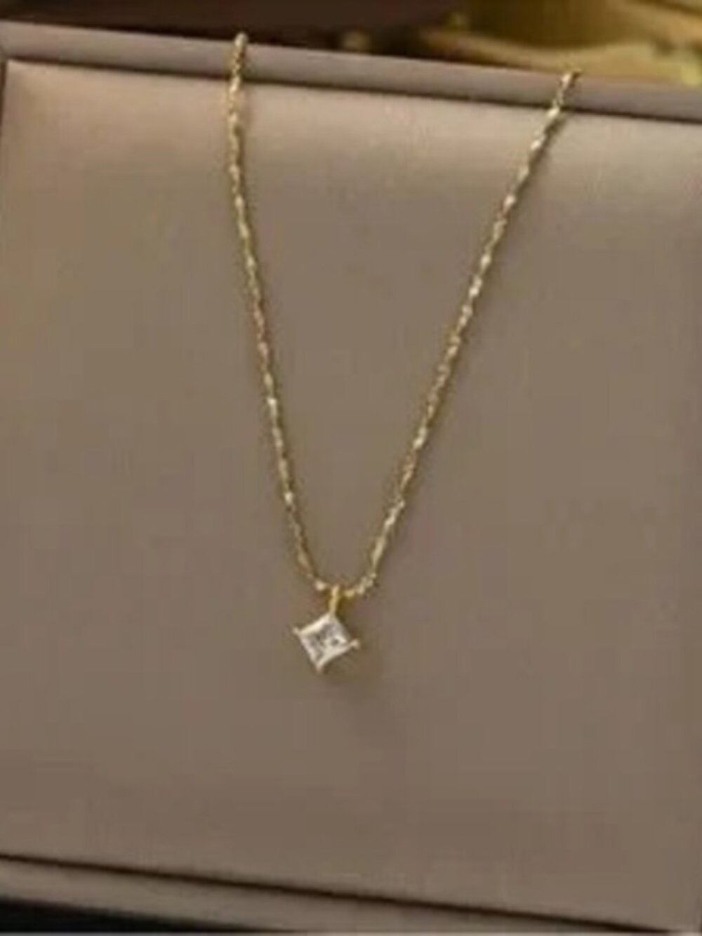 Gold Stainless Steel CZ Necklace